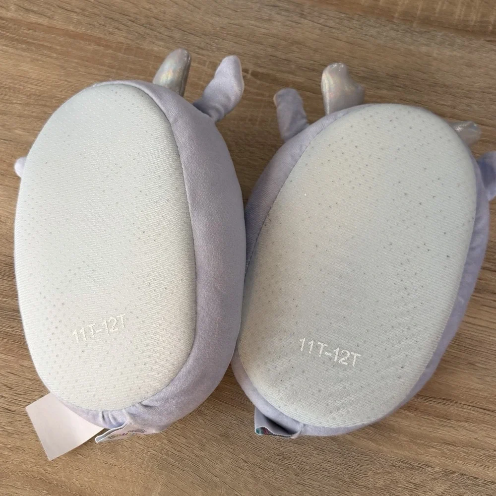 Squishmallows Deer Slippers Kids Size 11 12 Blue‎ Plush House Shoes NWT